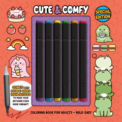 Cute & comfy coloring book for adults ( acompanha 6 canetinhas) na internet
