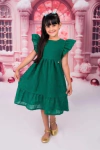 Vestido Infantil Verde Escuro em Laise Premium