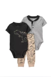 Conjunto longo bebê 3 peças de dinossauros multicor | Carter's