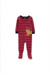 Macacão pijama bebê algodão listrado patch vermelho | Carter's