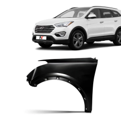 Paralama dianteiro esquerdo preto para Hyundai Santa Fe 2014 a 2019 ao lado de SUV branco