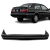 Parachoque traseiro preto liso com friso cromado para Santana 1991 a 1998, mostrado separado e instalado em carro preto