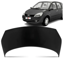 Capô dianteiro preto para Renault Scenic 2008 a 2011 com carro Scenic preto ao fundo