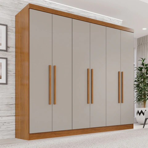 Guarda-Roupa Casal 6 Portas 2 Gavetas França Cinamomo