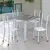 (Classe A) Conjunto de Jantar Mesa 70x70cm Tampo de Granito Topázio com 4 Cadeiras Sara Yescasa Branco Liso/Branco