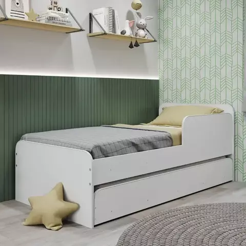 (Classe A) Bicama Infantil Com Protecao Lateral Caracol Branco