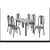 (Classe A) Conjunto Mesa Tubular com 6 Cadeiras Atenas Tubos Prata martelado/Estofados mosaico branco pre - comprar online