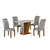 Imagem do (Classe A) Conjunto Sala de Jantar Mesa Tampo MDF/MDP com 4 Cadeiras Miami Yescasa Freijó/Off White/Prata
