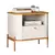 (Classe A) Mesa de Cabeceira Curva Tucupí Slim com Pés e Puxador de Metal Off White/Nature/Bronze na internet