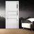 (Classe A) Porta Lambril de Alumínio Esquerda 210 x 90cm com Friso e Visor Linha Veneza Esquadrias Bergamo Branco