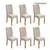 (Classe A) Conjunto 6 Cadeiras Estofadas Apogeu Amêndoa Clean/Linho Rinzai Bege - comprar online