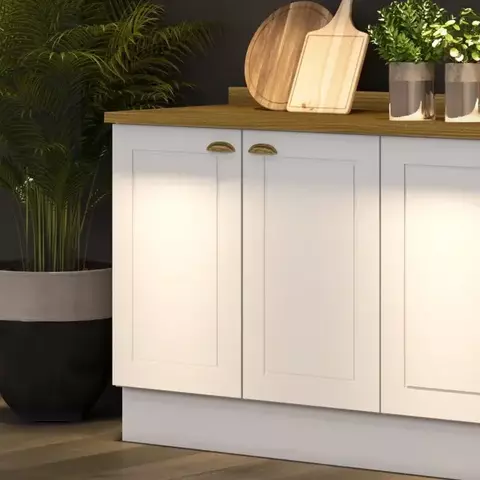 (Classe A) Balcão para Cozinha 2 Portas 80cm com Tampo Emily Espresso Móveis Branco HP/Nature