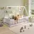 (Classe C) Cama Montessoriana Solteiro Com Grade e Telhado Giulia Casatema Branco