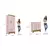 (Classe A) Quarto Infantil Completo Guarda Roupa 3 Portas 2 Gavetas com Cômoda Selene Espresso Móveis Rosa Fosco/Nature