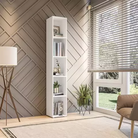 (Classe A) Estante Horizontal ou Vertical 5 Nichos 186cmx30cm Liverpool Branco