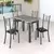 (Classe A) Conjunto Mesa com 4 Cadeiras Tampo de Granito Topázio Sara Yescasa Preto Floral/Martelado Prata