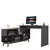 (Classe A) Mesa Escrivaninha em L 120x136cm Retrô 2 Portas Pés Madeira Maciça Grafite/Nogal - comprar online