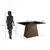 (Classe A) Mesa para Sala de Jantar 120x90cm com Vidro Lapidado Tabaco/Preto - loja online
