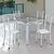 (Classe A) Conjunto de Jantar Mesa 75x75cm Tampo de Vidro Incolor com 4 Cadeiras Sara Yescasa Branco Liso/Branco