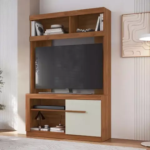 (Classe A) Estante Home para TV até 49 Polegadas 1 Porta Wengue/Cristalo