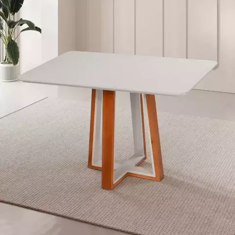 (Classe A) Mesa 4 Lugares de Madeira Maciça Viena Authentic Espresso Móveis Marrom/Off White