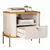 (Classe A) Mesa de Cabeceira Curva Tucupí Slim com Pés e Puxador de Metal Off White/Nature/Bronze - Casa Saldão