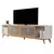 Imagem do (Classe A) Rack para TV até 75 Polegadas Pés em Madeira Maciça 218cm Denver Yescasa Off White/Nature