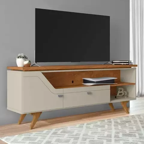 (Classe A) Rack para Tv até 65'' Sevilha 1 Porta 1 Gaveta Off White/naturalle - Móveis Bechara Off White/Naturalle