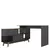 (Classe A) Mesa Escrivaninha em L 120x136cm Retrô 2 Portas Pés Madeira Maciça Grafite/Nogal - Casa Saldão