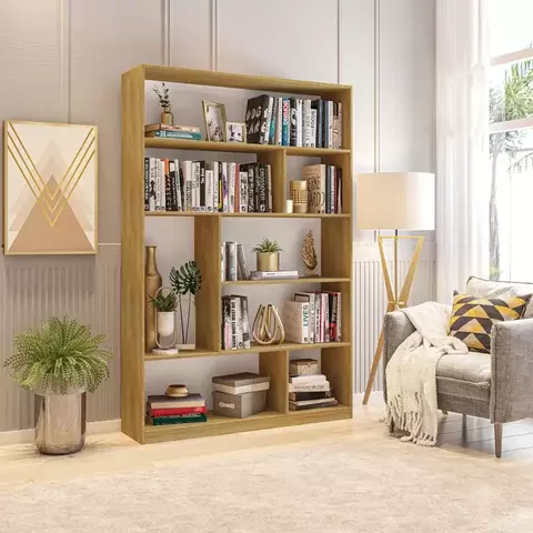 (Classe A) Estante para Livros 180cmx120cm 4 Prateleiras Seattle Yescasa Freijó
