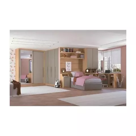 (Classe A) Módulo de Guarda Roupa 2 Portas 2 Gavetas Elegance Angelin/Níquel