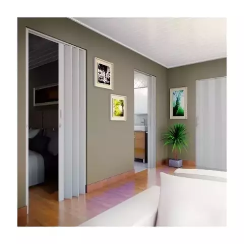 (Classe A) Porta Sanfonada PVC Polifort 210 x 70cm Cinza