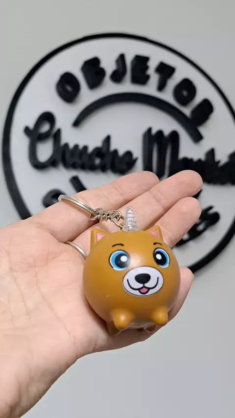Llavero perrito unicornio con luz y sonido