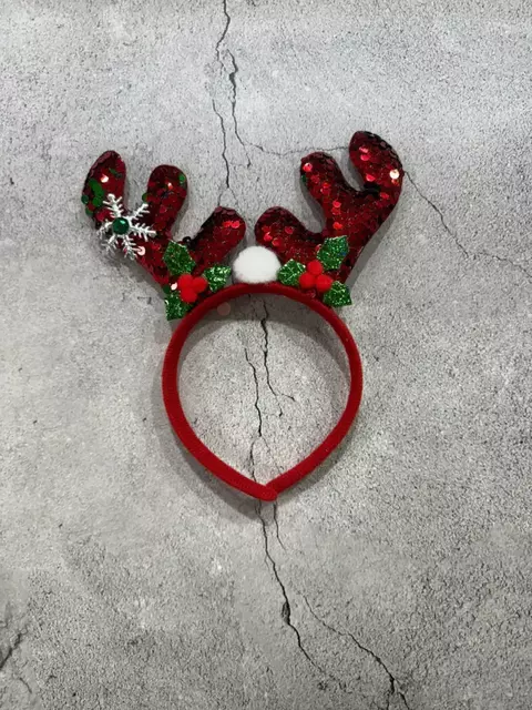 Vincha navideña reno lentejuelas