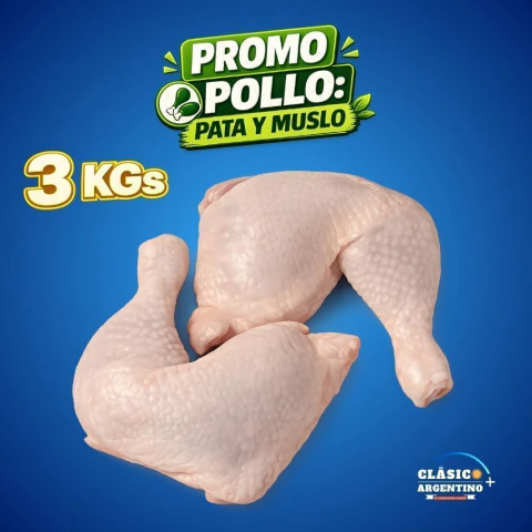 Pata y Muslo de Pollo (3 KGs). Pollo Fresco. Sin Agua y Sin Congelar