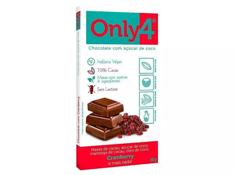 CHOCOLATE 70% CACAU SABOR CRANBERRY 80G ONLY4 - comprar online