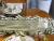 Kit Caminho Trilho de Mesa Dunas P 150x45cm – Verde, Rosa e Cinza + 4 Porta Guardanapos - Coline Decor