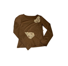 blusa de manga longa marrom