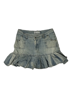 saia jeans plissada