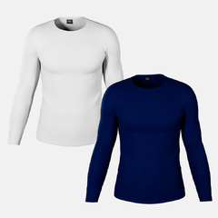 PACK X2 REMERAS TERMICAS MANGAS LARGAS AZUL Y BLANCO