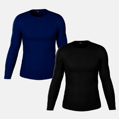 PACK X2 REMERAS TERMICAS MANGAS LARGAS NEGRA Y AZUL