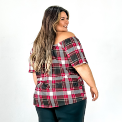 Blusa cigana de elástico xadrez - Daily Plus