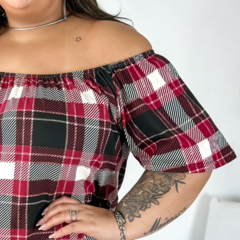 Blusa cigana de elástico xadrez na internet