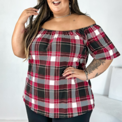 Blusa cigana de elástico xadrez - comprar online