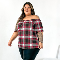 Blusa cigana de elástico xadrez