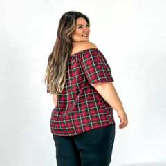 Blusa cigana de elástico xadrez - Daily Plus