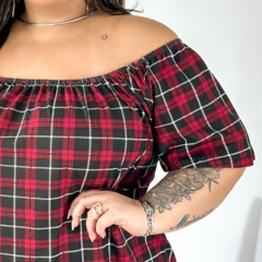 Blusa cigana de elástico xadrez na internet
