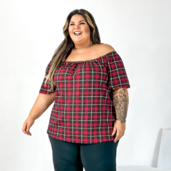 Blusa cigana de elástico xadrez