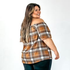 Blusa cigana de elástico xadrez - Daily Plus