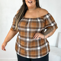 Blusa cigana de elástico xadrez - comprar online